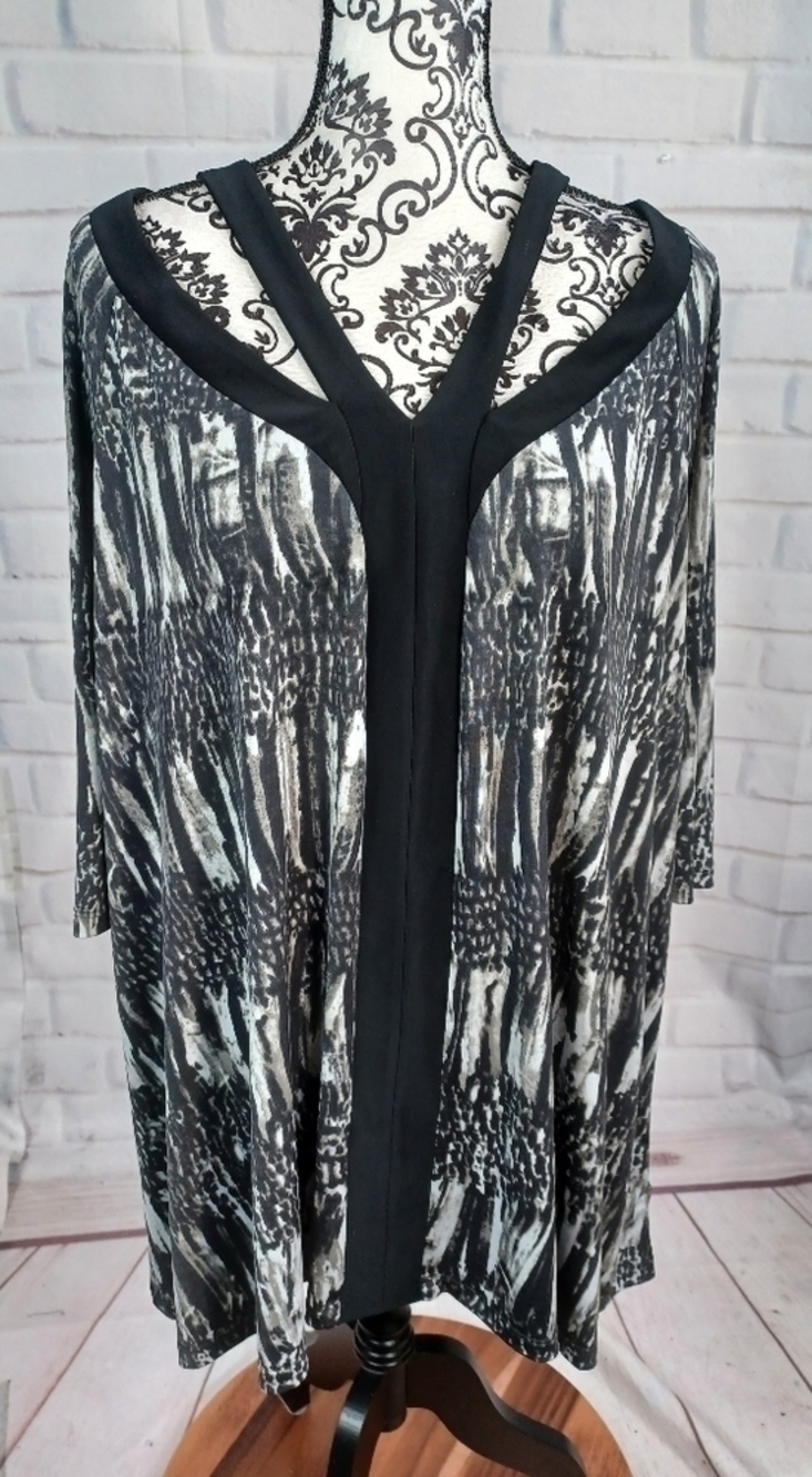 Seth Aaron womens long sleeve stretch knit geometric print popover top sz 1x b17